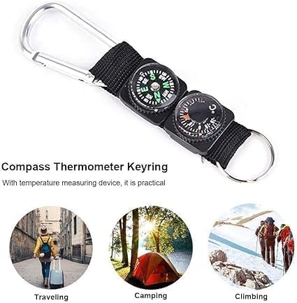 2-Piece Carabiner Compass & Thermometer Set