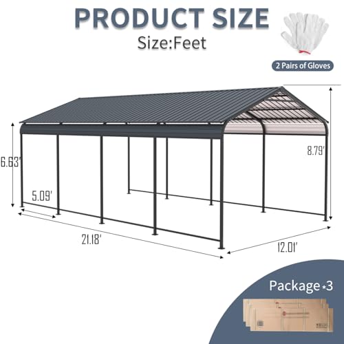 12 × 21 Ft Weather-Resistant Metal Carport