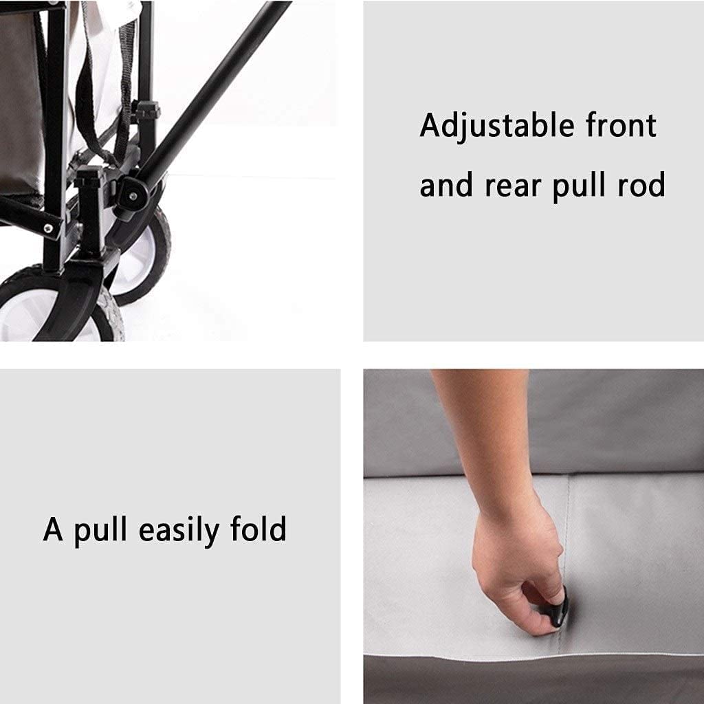 Outdoor Folding Utility Wagon Folding Camping Cart Load-Bearing 60kg / 132lbs Portable Garden Cart with Romovable Canopy