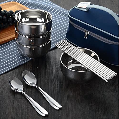 Stainless Steel Camping Cutlery & Bowl Set