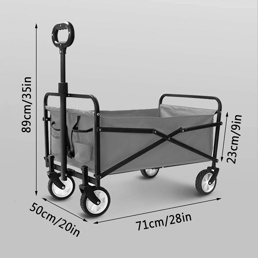 Outdoor Folding Utility Wagon Folding Camping Cart Load-Bearing 60kg / 132lbs Portable Garden Cart with Romovable Canopy