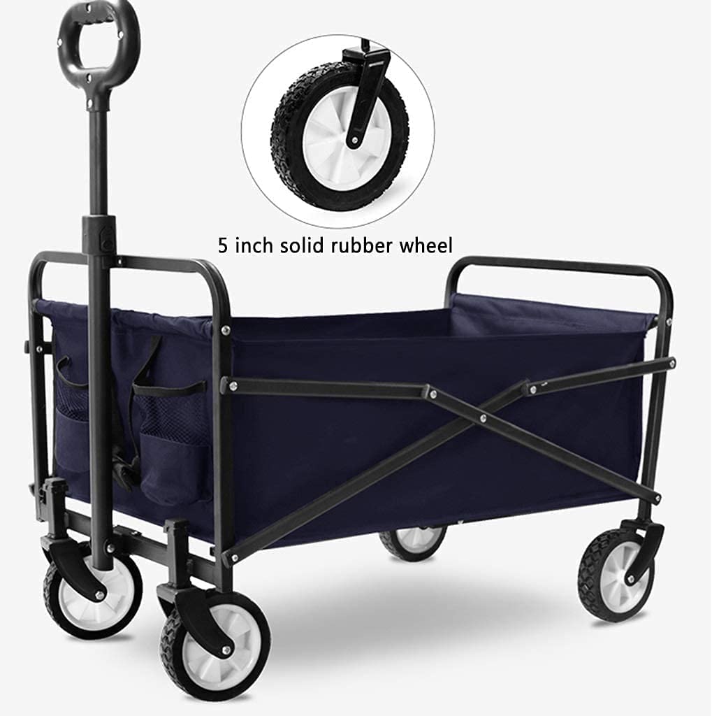 Outdoor Folding Utility Wagon Folding Camping Cart Load-Bearing 60kg / 132lbs Portable Garden Cart with Romovable Canopy