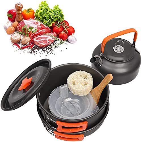 Aluminum Camping Cookware Set with Kettle