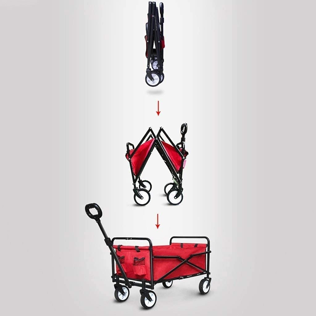 Outdoor Folding Utility Wagon Folding Camping Cart Load-Bearing 60kg / 132lbs Portable Garden Cart with Romovable Canopy