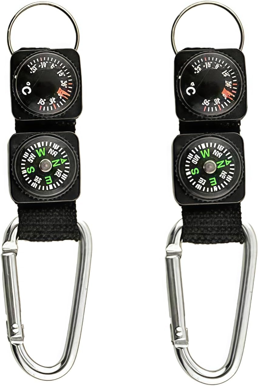 2-Piece Carabiner Compass & Thermometer Set