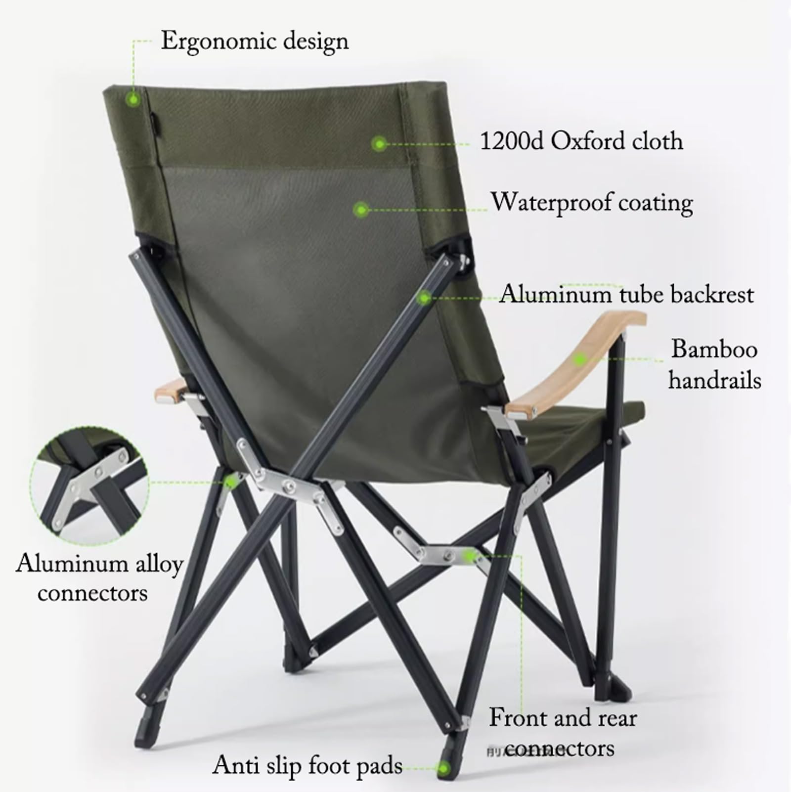 Camping Chair Home Leisure Chair Outdoor Picnic Portable Folding Lounge Beach Fishing Spacious and Comfortable Lightweight