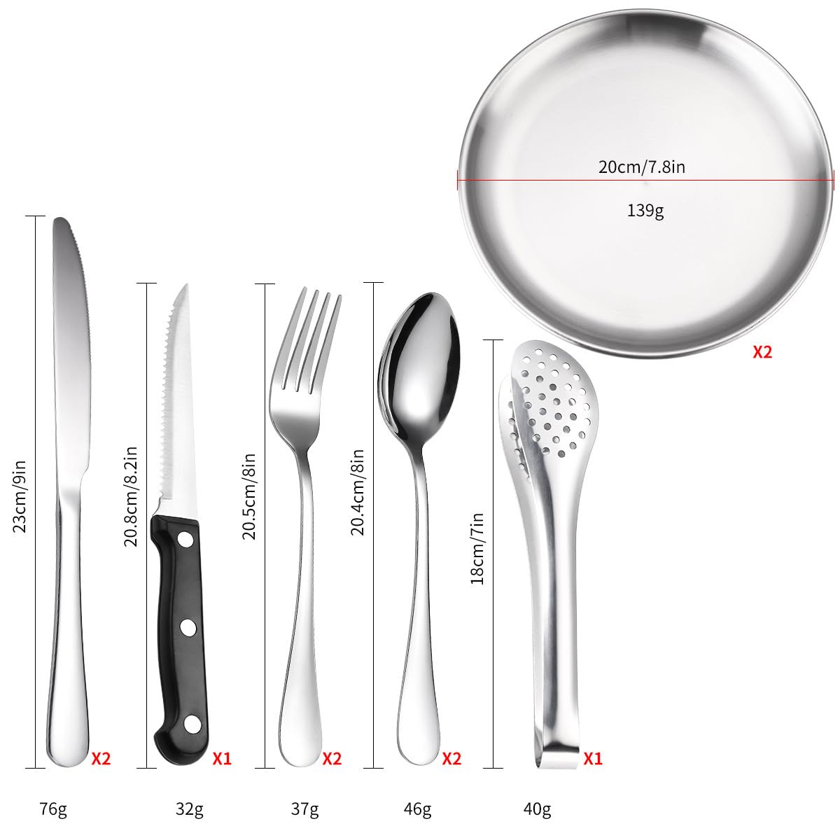 12-Piece Stainless Steel Camping Cutlery Set