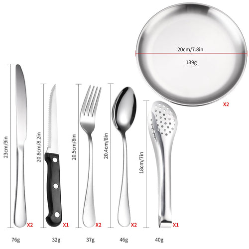 12-Piece Stainless Steel Camping Cutlery Set