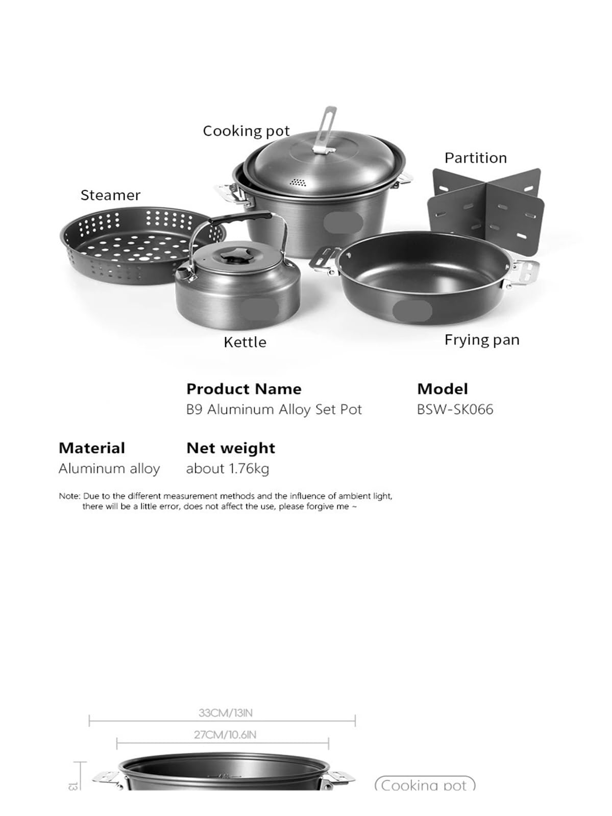 Portable Camping Cookware Set with Kettle