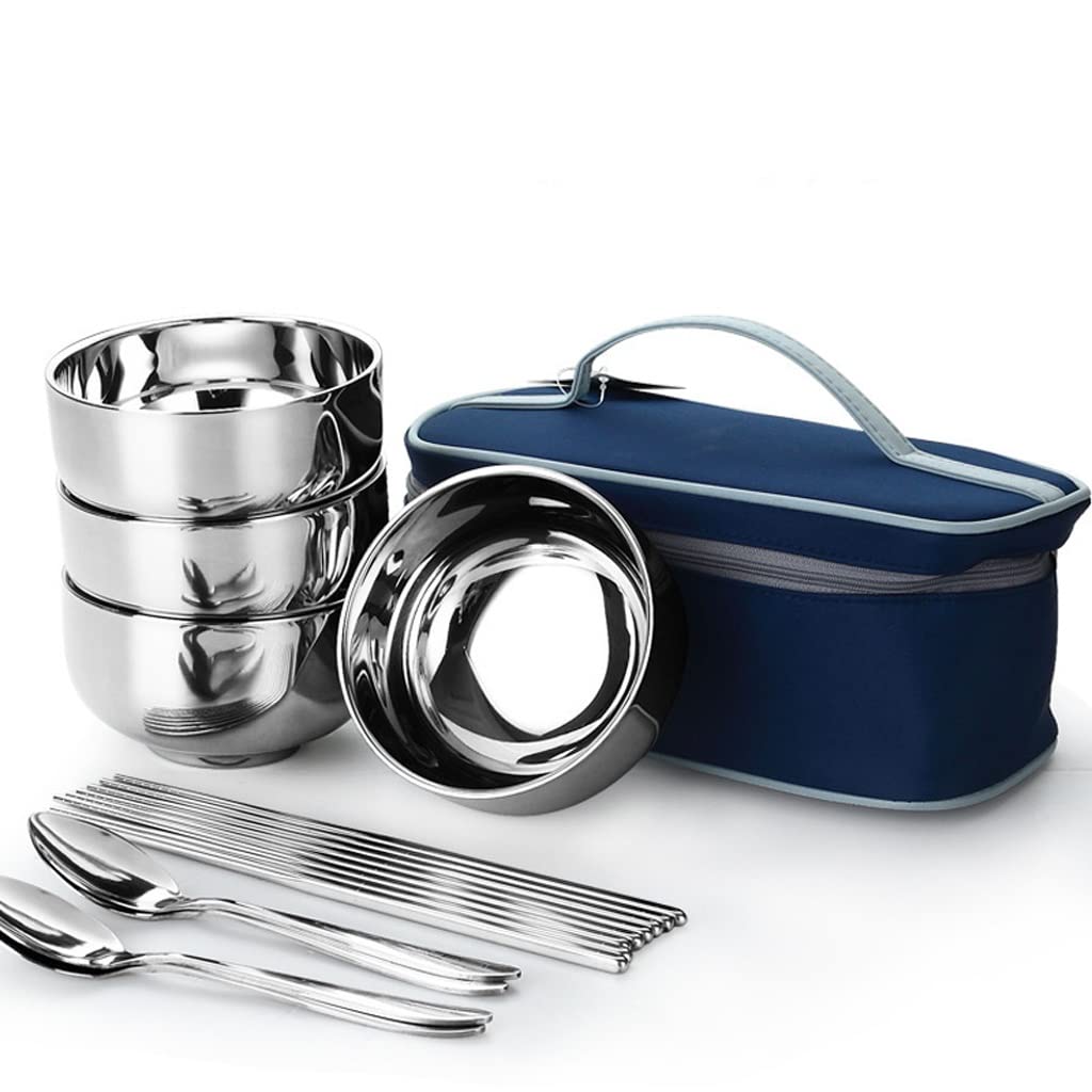Stainless Steel Camping Cutlery & Bowl Set