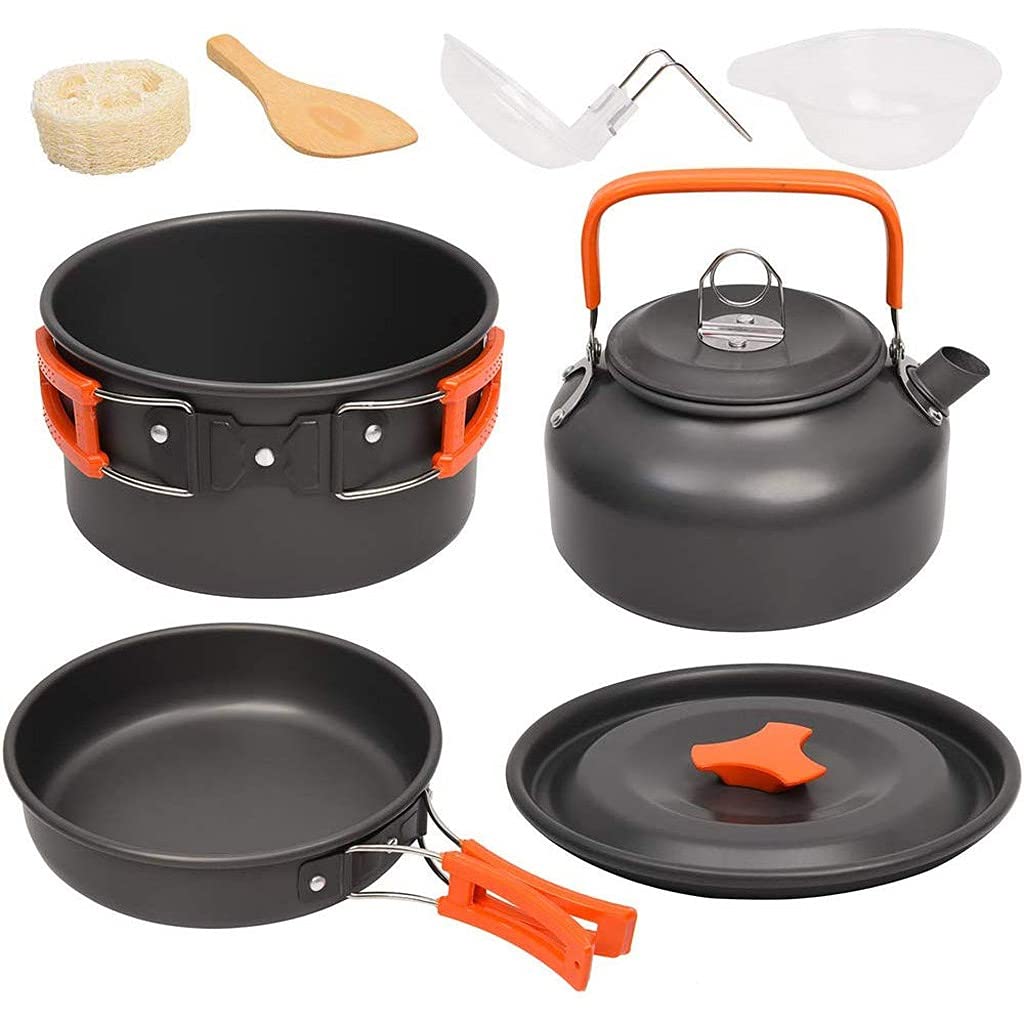 Aluminum Camping Cookware Set with Kettle