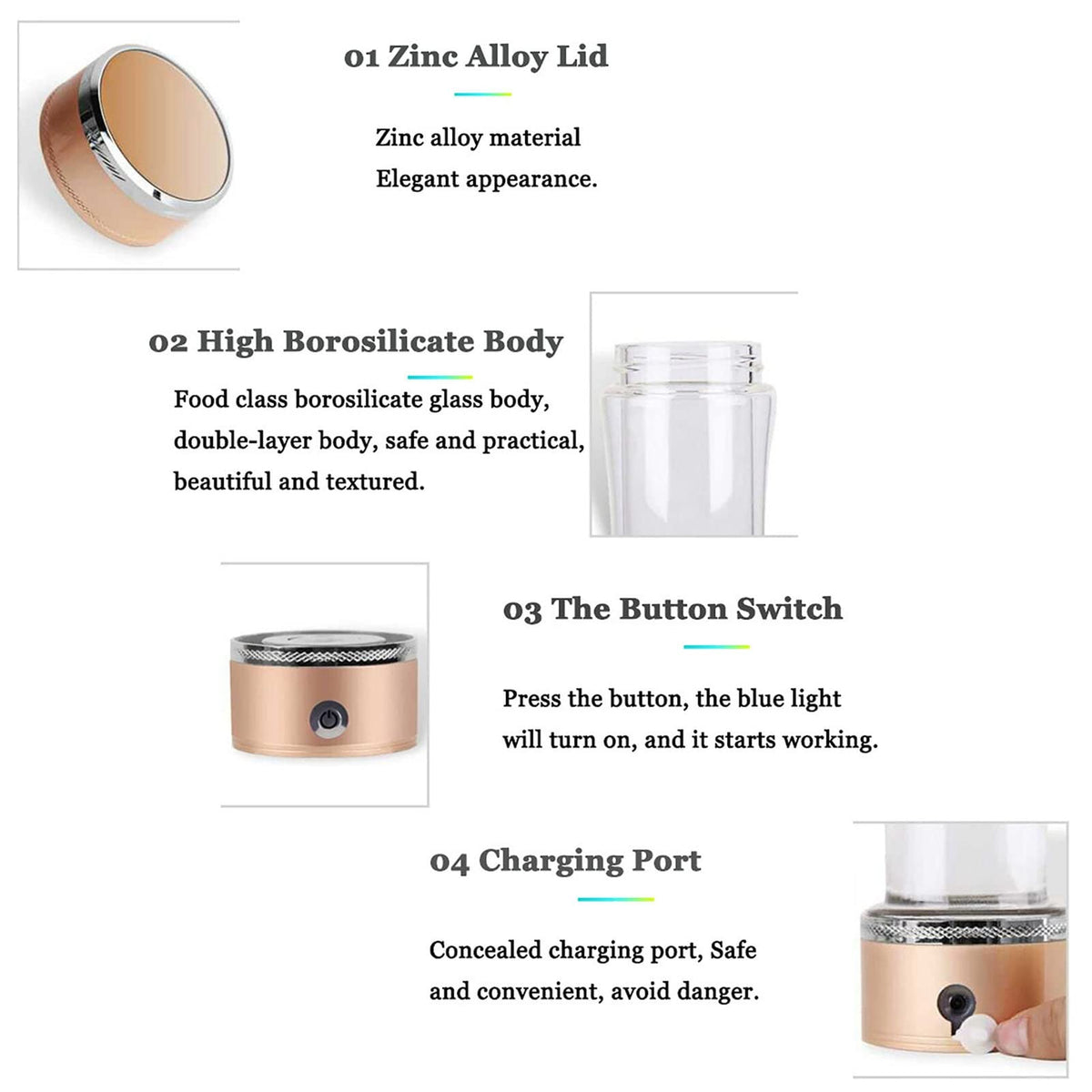 350ml Portable Hydrogen Water Bottle