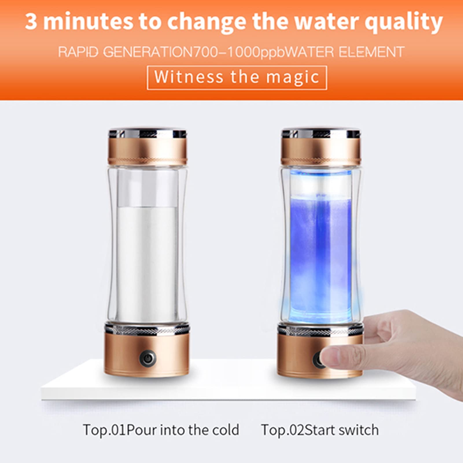 350ml Portable Hydrogen Water Bottle