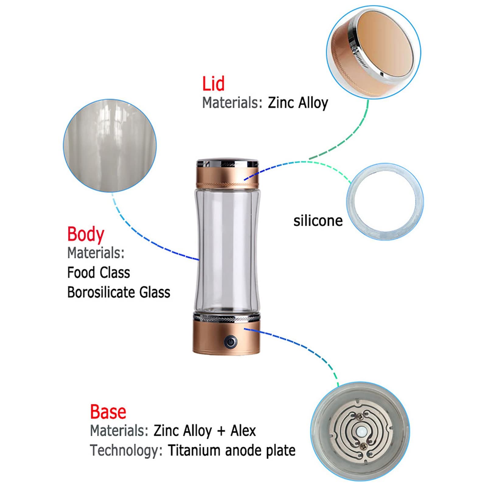 350ml Portable Hydrogen Water Bottle