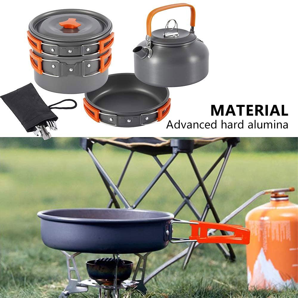 Aluminum Camping Cookware Set with Kettle