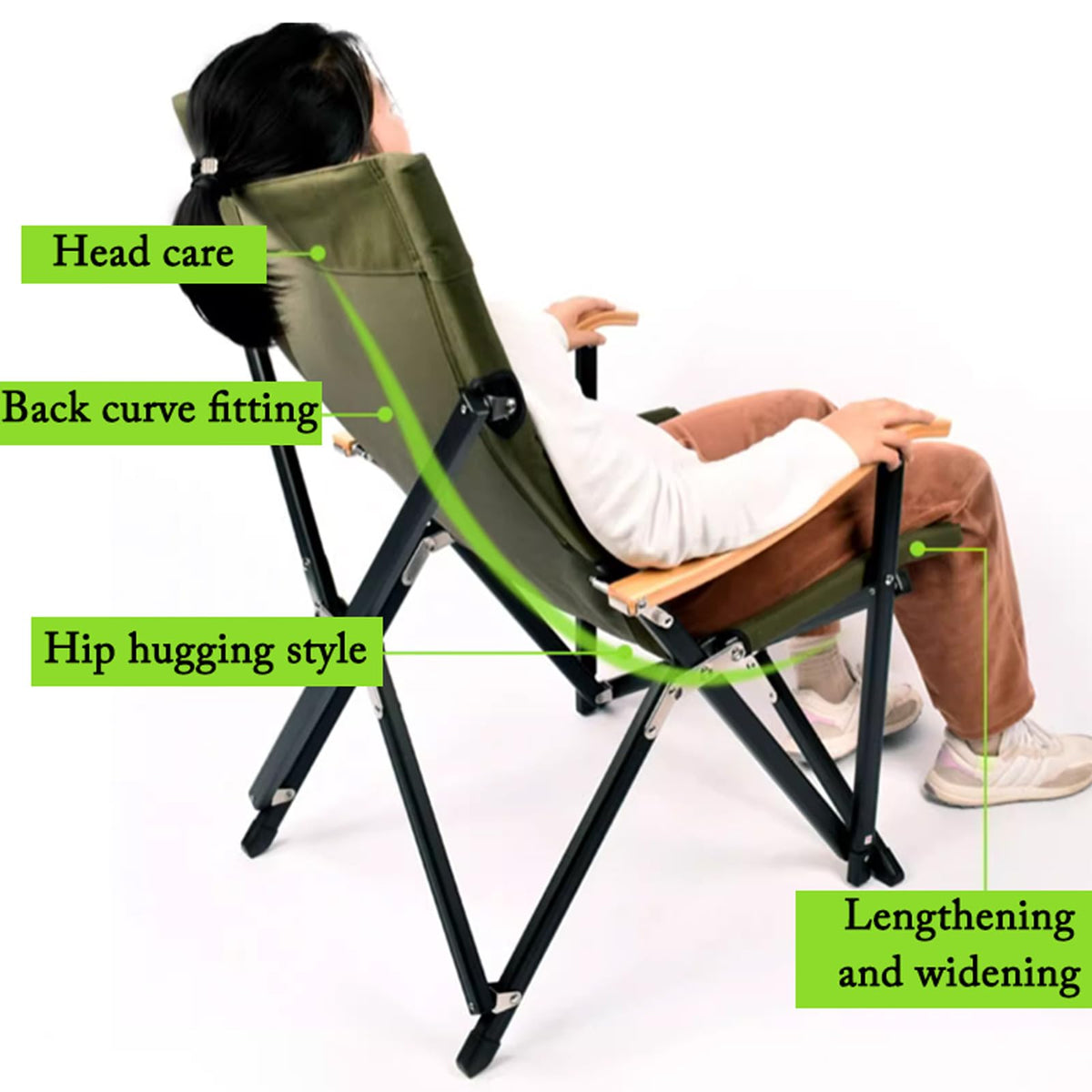 Camping Chair Home Leisure Chair Outdoor Picnic Portable Folding Lounge Beach Fishing Spacious and Comfortable Lightweight
