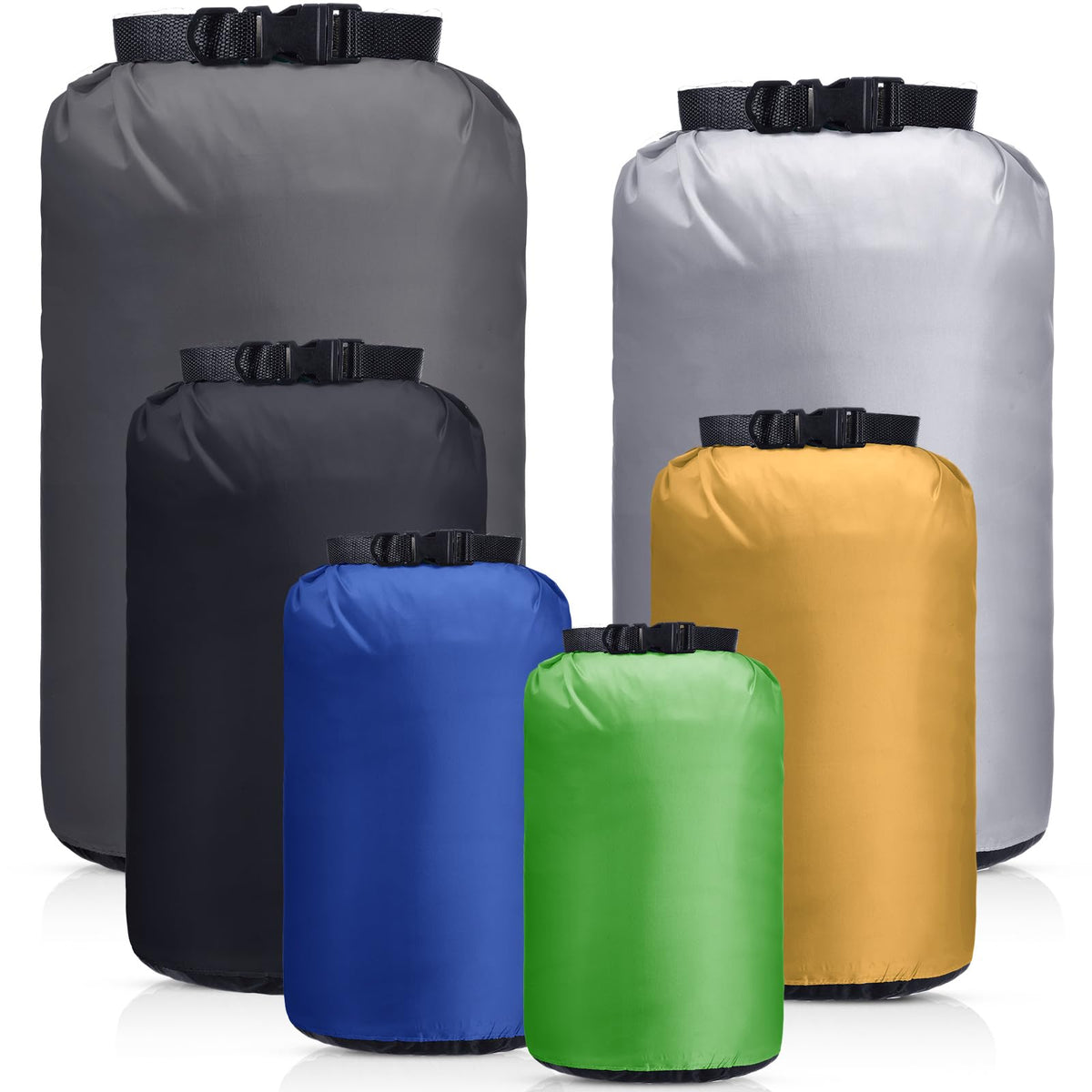 GliCraft 6 Pcs Waterproof Dry Bag Set for Kayaking & Camping