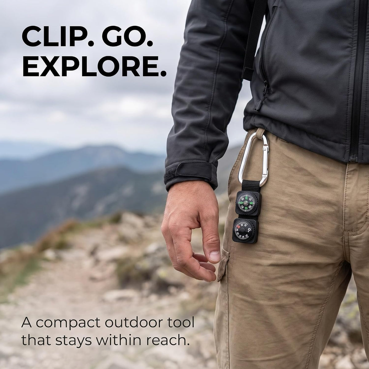 2-Piece Carabiner Compass & Thermometer Set