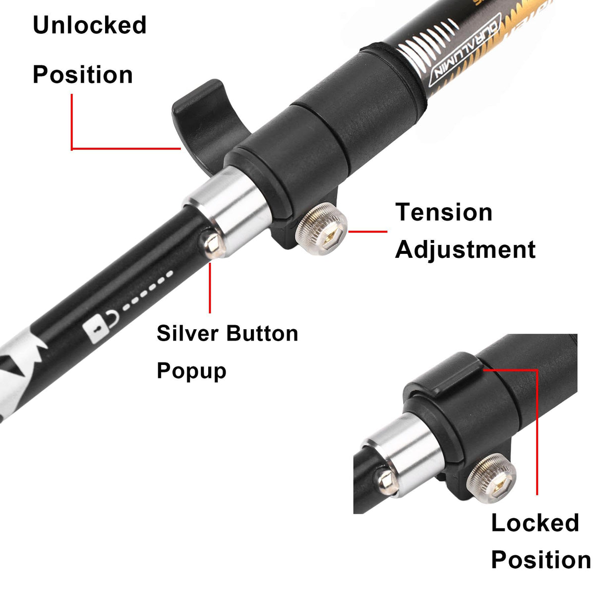 A ALAFEN 7075 Aluminum Collapsible Ultralight Trekking Pole