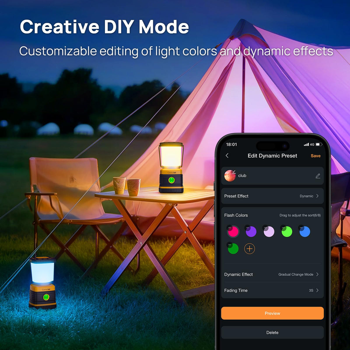 Consciot 1000LM Battery Powered LED Camping Lantern