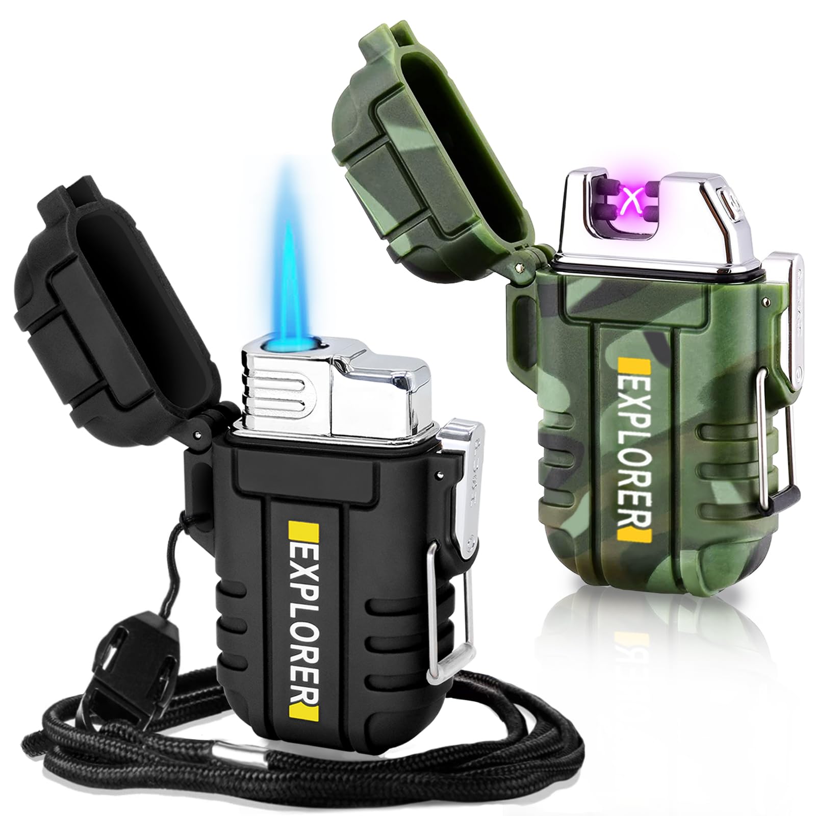 2-Pack Waterproof Windproof USB Rechargeable Lighters