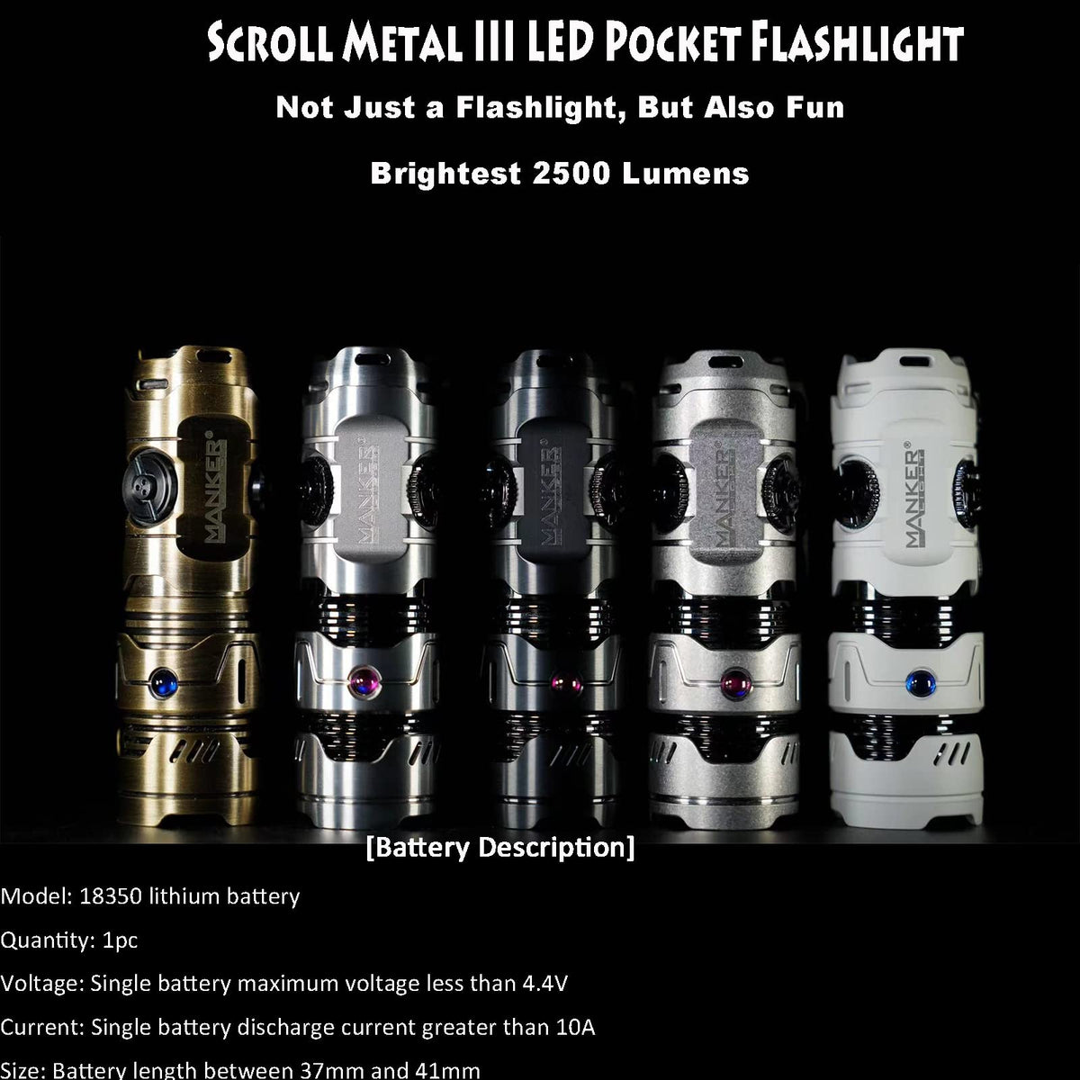 2500-Lumen Titanium LED Pocket Flashlight