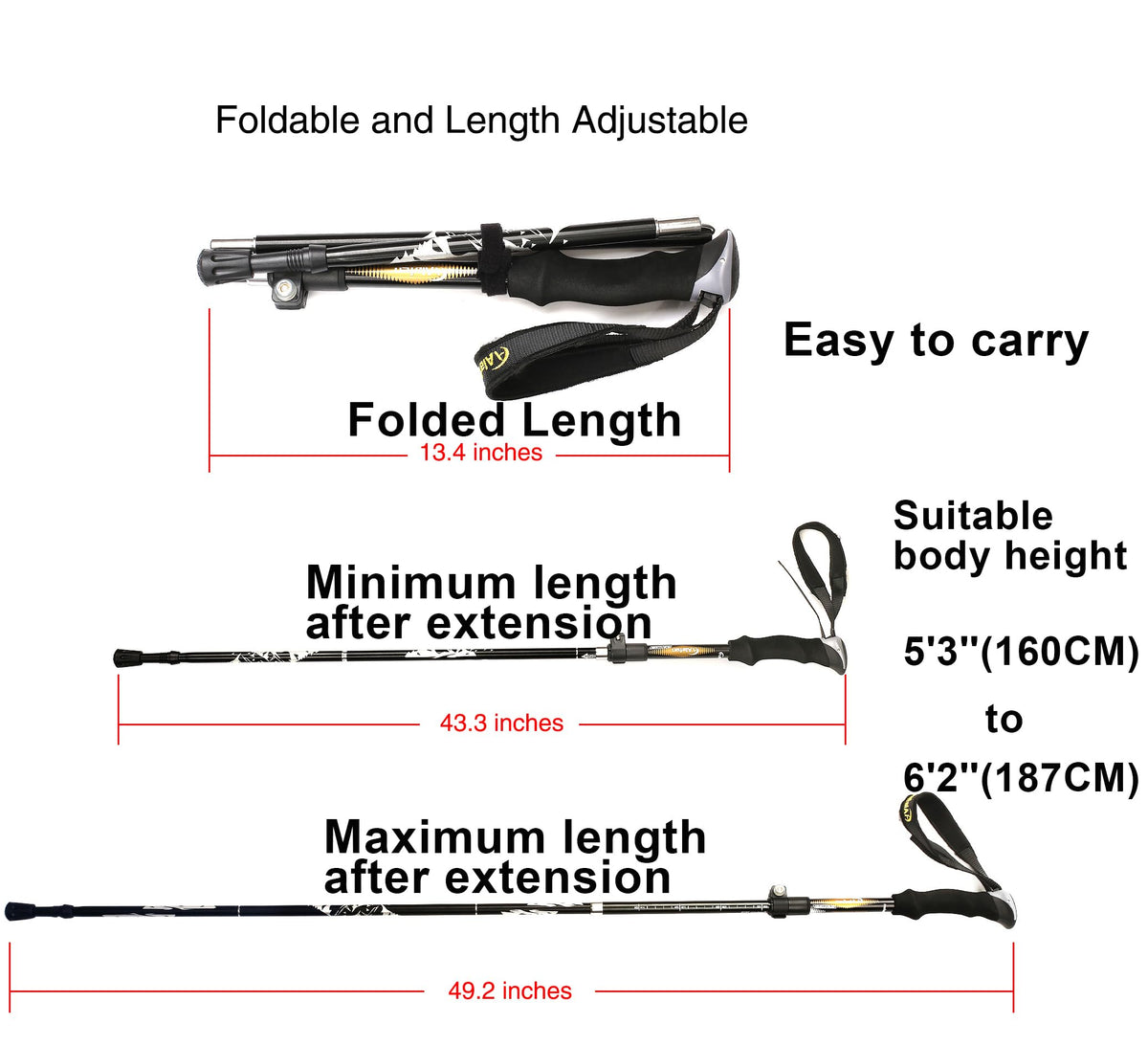 A ALAFEN 7075 Aluminum Collapsible Ultralight Trekking Pole
