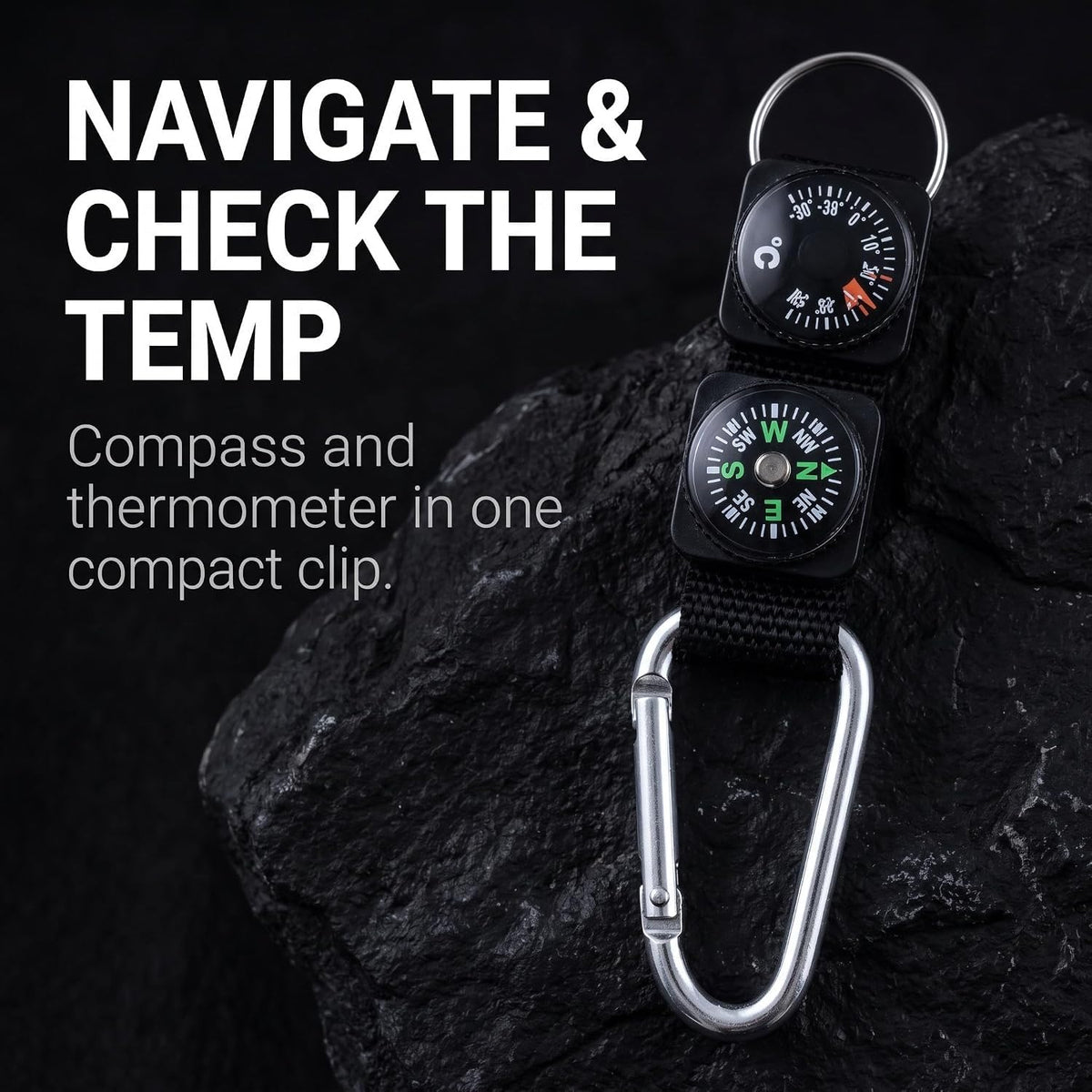 2-Piece Carabiner Compass & Thermometer Set