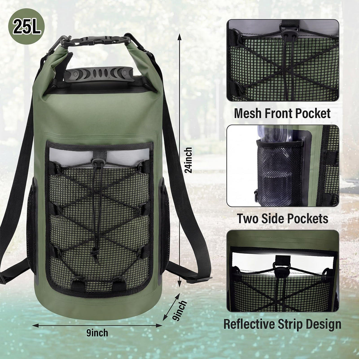 Pimoys Dry Bag, 25L Waterproof Backpack