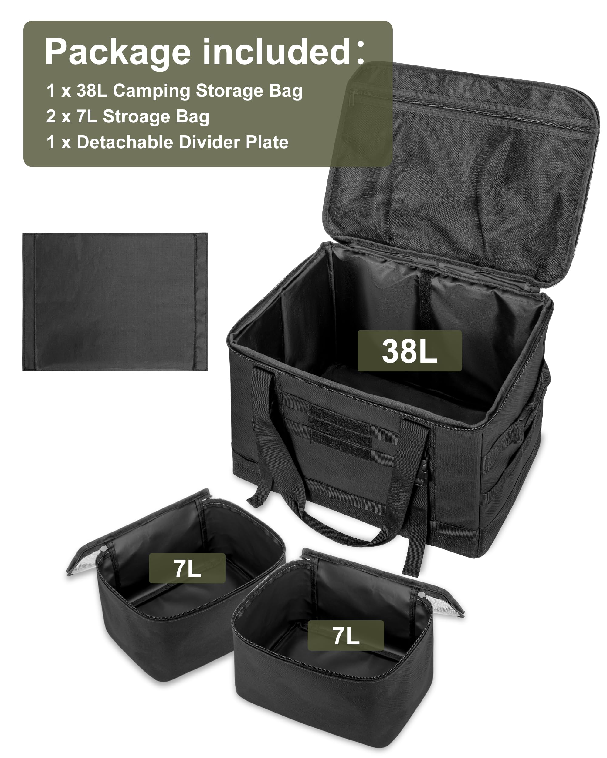 38L Tactical Camping Storage Bags – 3-Piece Set