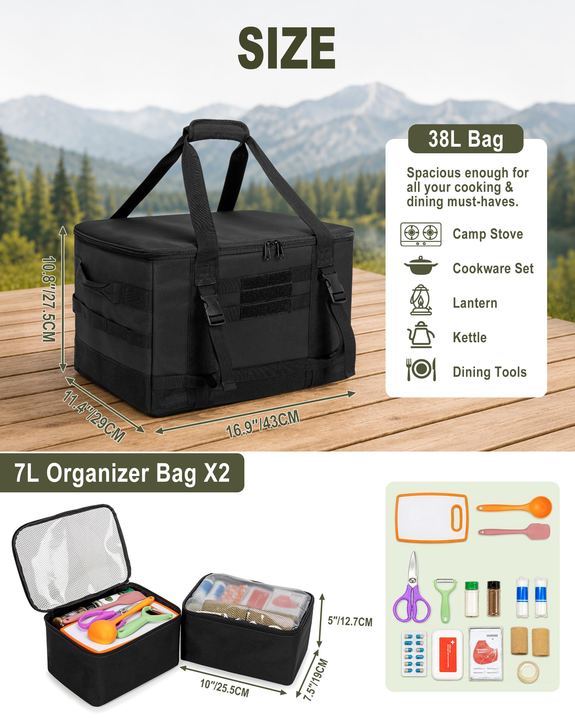 38L Tactical Camping Storage Bags – 3-Piece Set