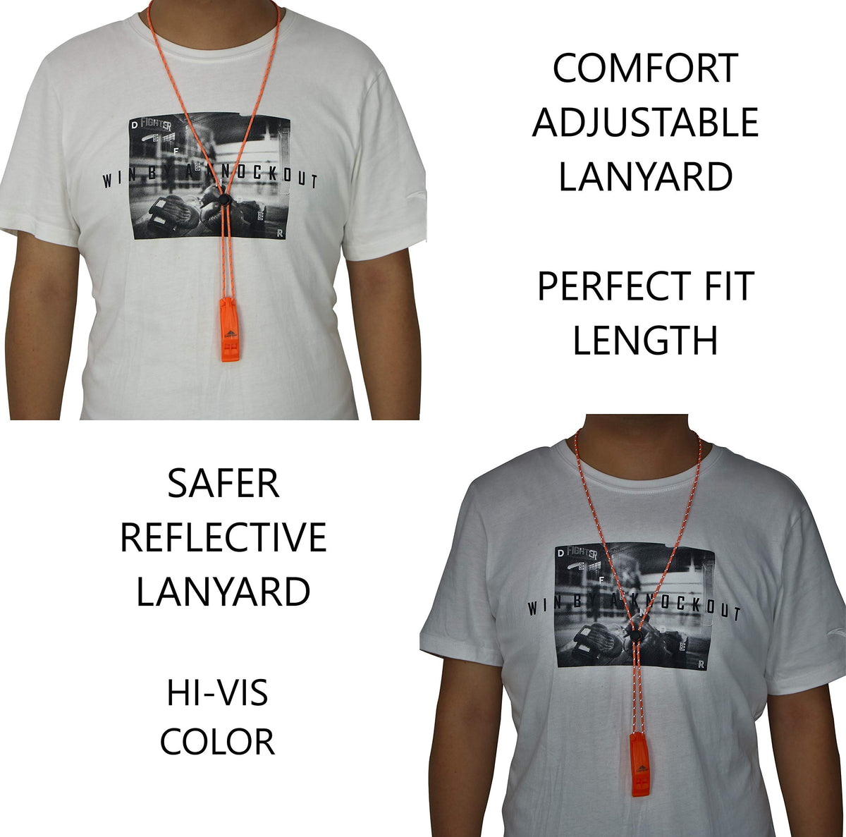 2-Pack Emergency Survival Whistles with Lanyards