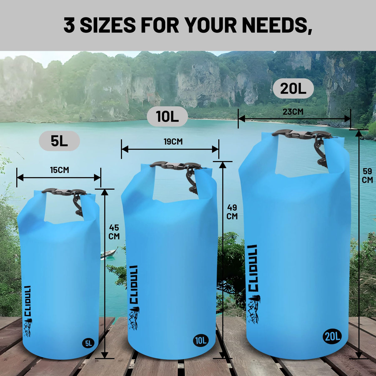 2L Lightweight Waterproof Roll-Top Dry Bag