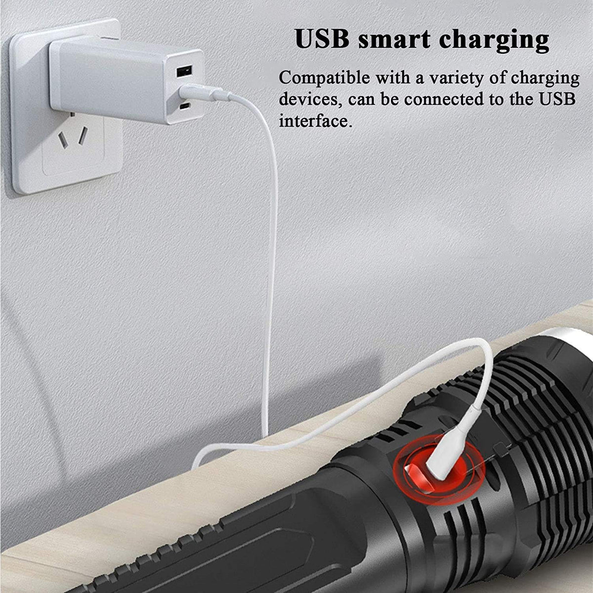 Rechargeable High-Lumen Zoomable LED Flashlight – 5 Modes